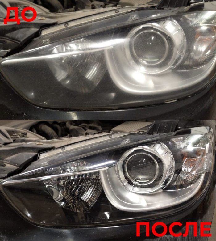 До и после полировки фар Mazda CX5
