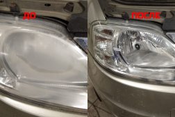 Полировка и бронирование фары Renault Logan. Фото до и после